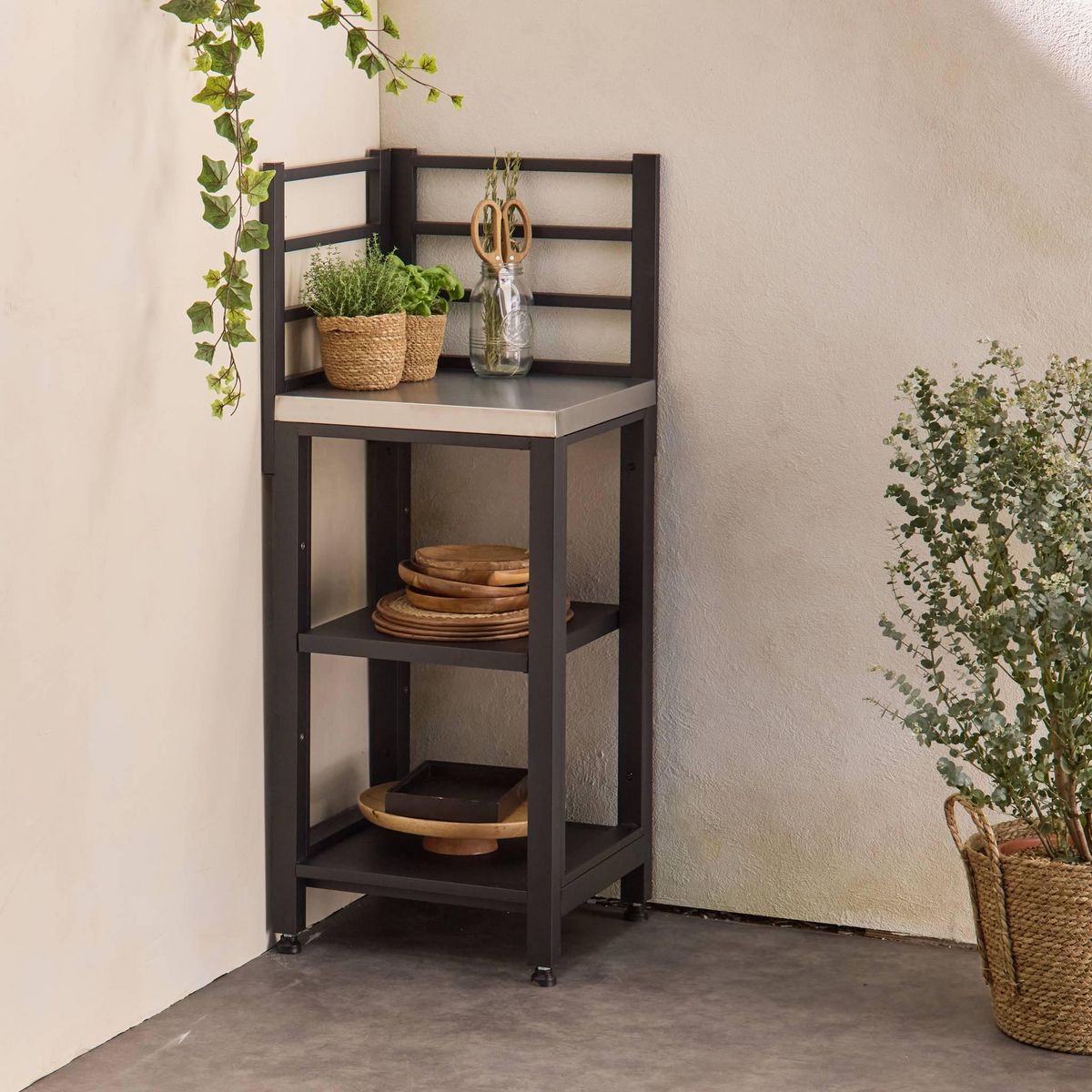 SWEEEK Cuisine extérieure en acier L48.5cm avec 2 étagères de rangement