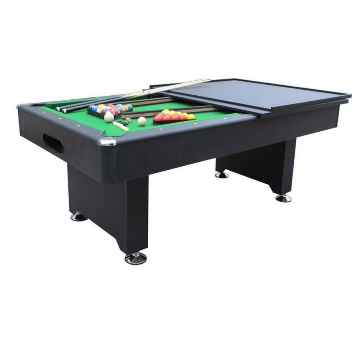PLAY4FUN Billard Américain convertible Table dinatoire - 212 x 118 x 86 cm - Retour de boules automatique et Accessoires inclus