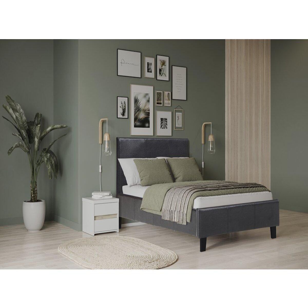 Habitat et Jardin Lit  Lina  - 90 x 190 cm - Noir