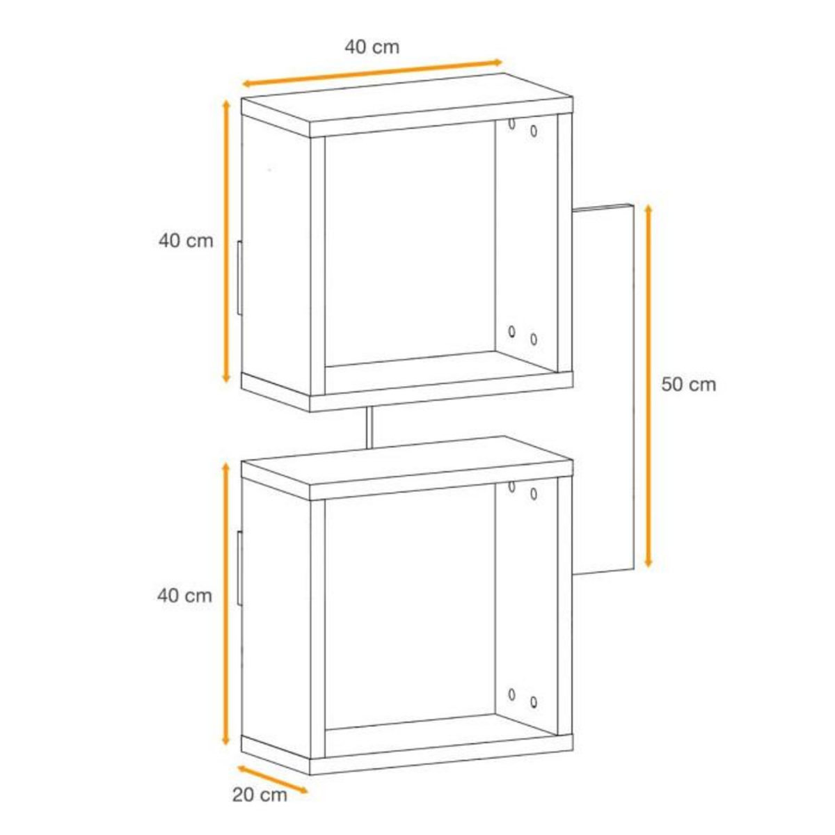 Paris Prix Panneau Mural & 2 Étagères  Easy  90cm Noir