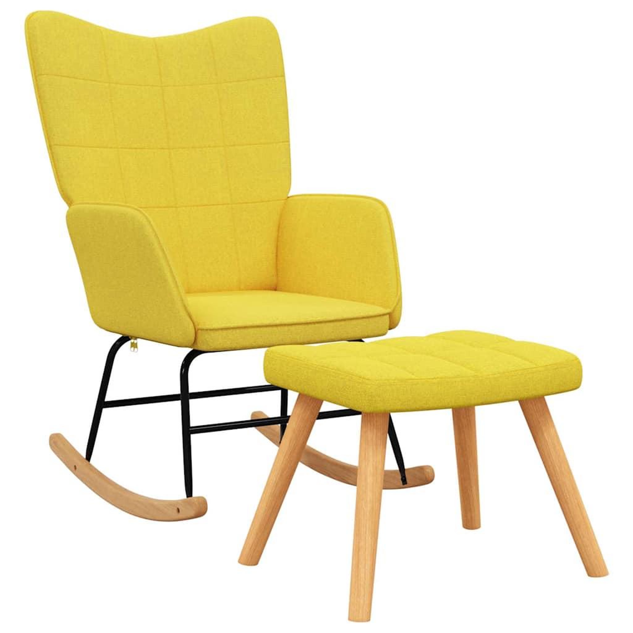 Voir la diapositive 2 : VIDAXL Chaise a bascule avec tabouret Jaune moutarde Tissu
