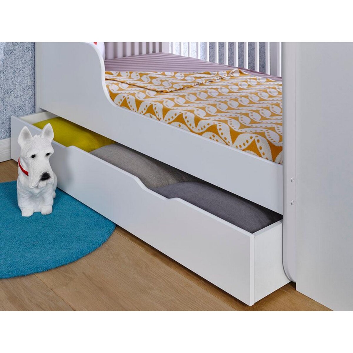 LOUPIOT Lit bébé combiné 70 x 140 cm évolutif 90 x 190 cm DREAM blanc