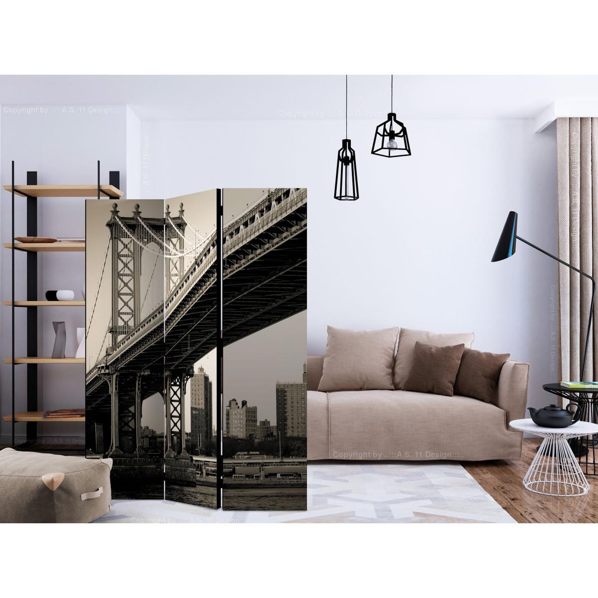Voir la diapositive 2 : Paris Prix Paravent 3 volets  manhattan bridge, new york  135x172cm