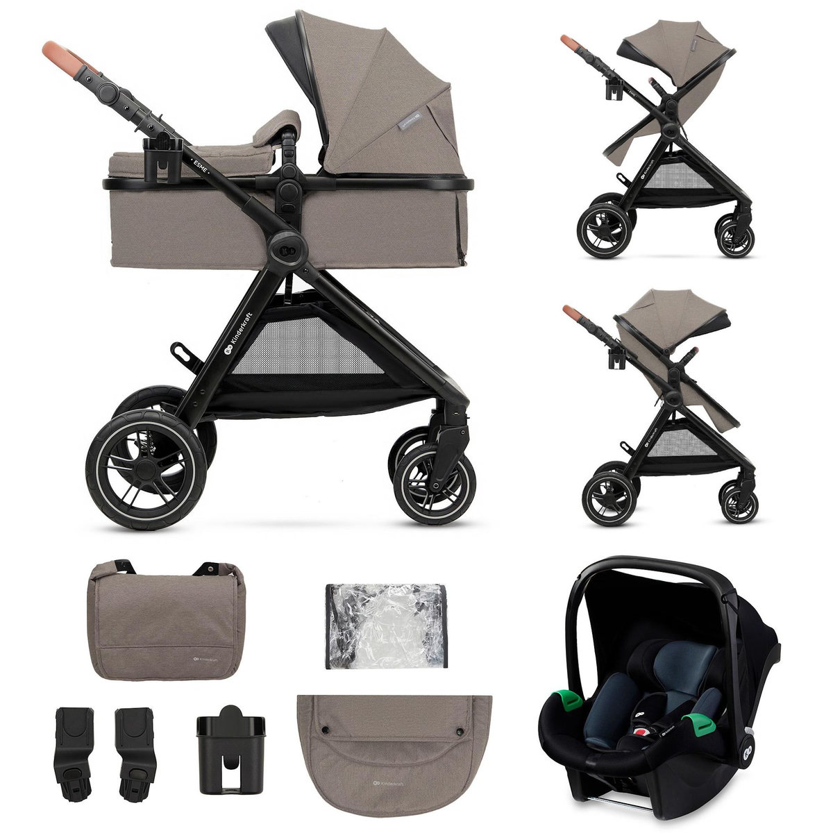 KINDERKRAFT Poussette multifonctionnelle 3 en 1 ESME PRO