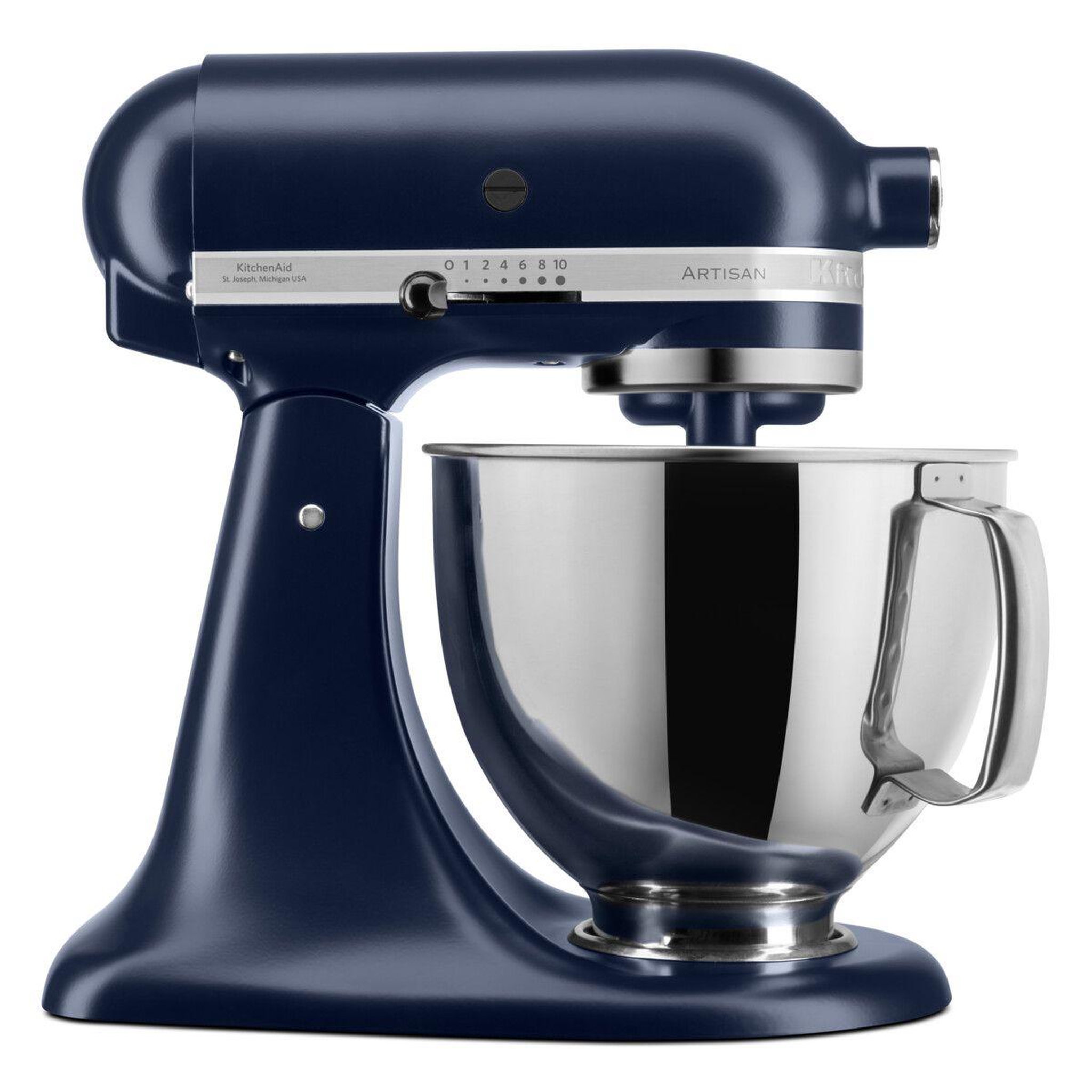 Voir la diapositive 4 : KitchenAid Robot pâtissier 5KSM175PSEIB bleu encre, 4,8 L, bol avec poignée + bol 3 L, batteur souple et couvercle