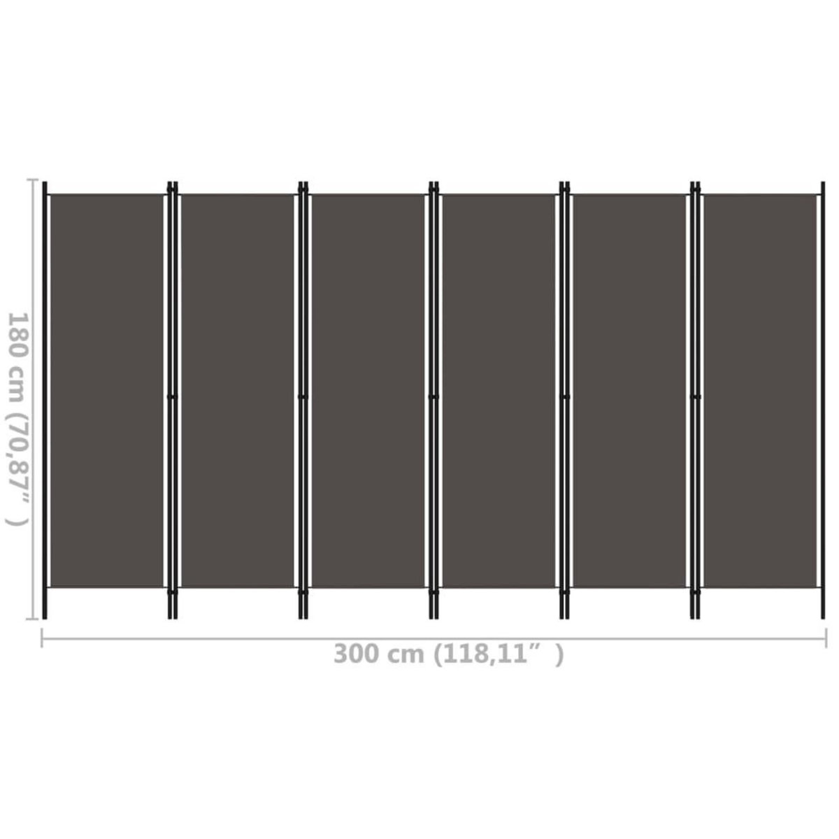 VIDAXL Cloison de separation 6 panneaux Anthracite 300x180 cm