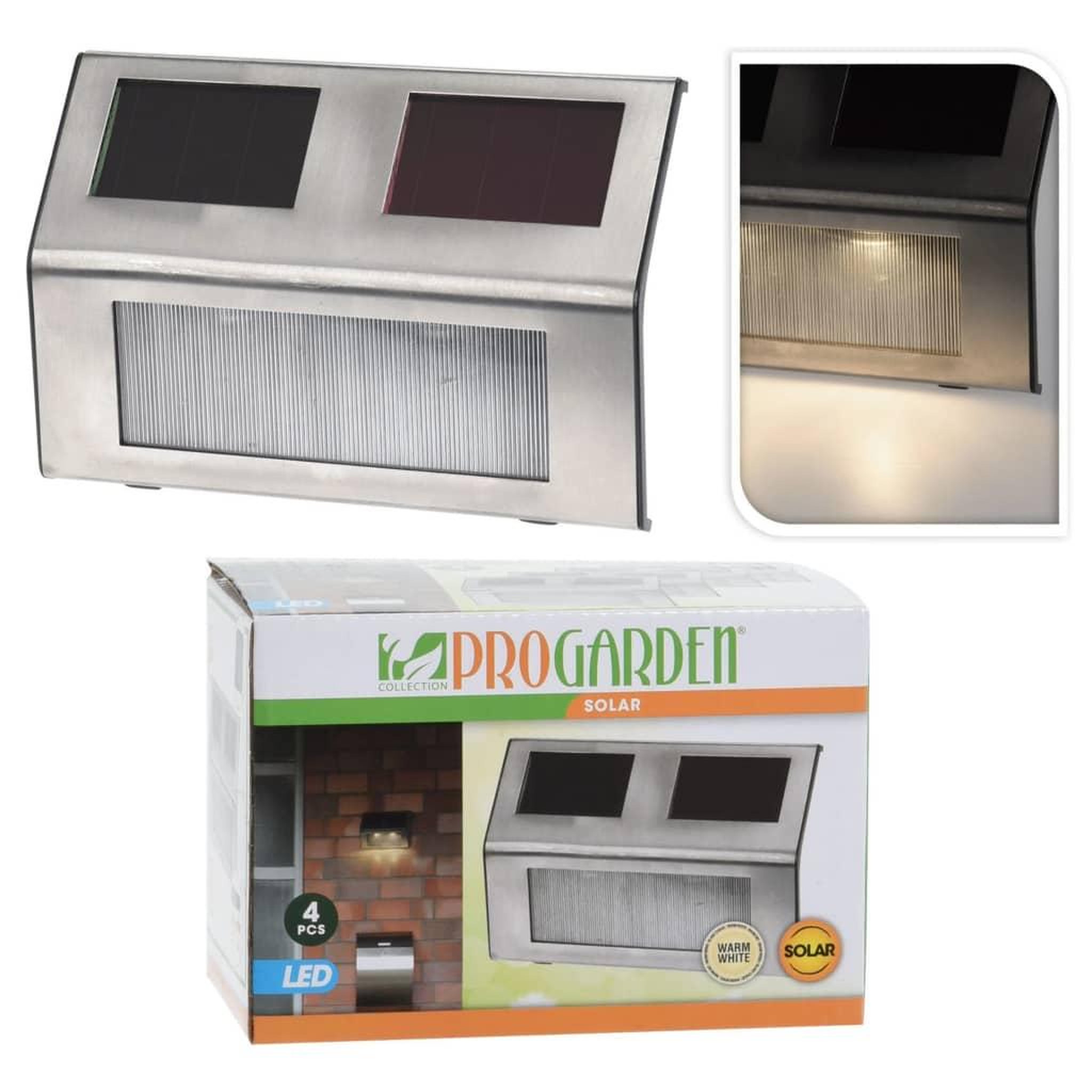 ProGarden ProGarden Lampes solaires a LED 4 pcs Acier inoxydable