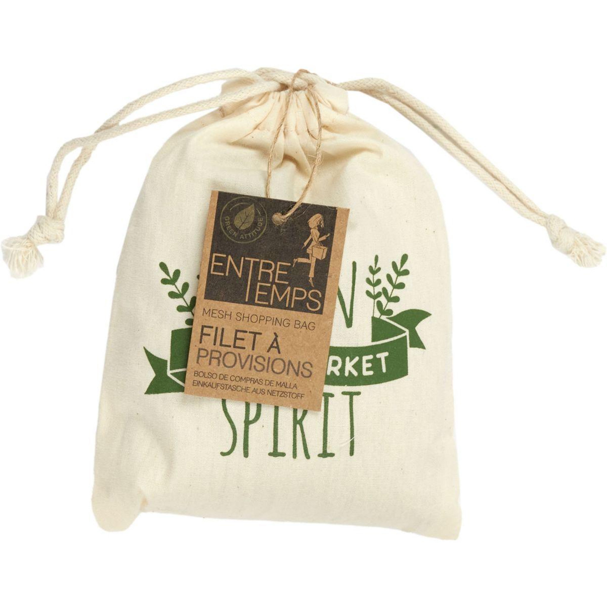 Voir la diapositive 2 : Entre temps Sac filet a provision avec pochon coton 36 x 35 cm