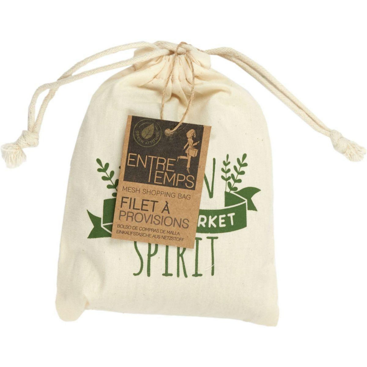 Entre temps Sac filet a provision avec pochon coton 36 x 35 cm