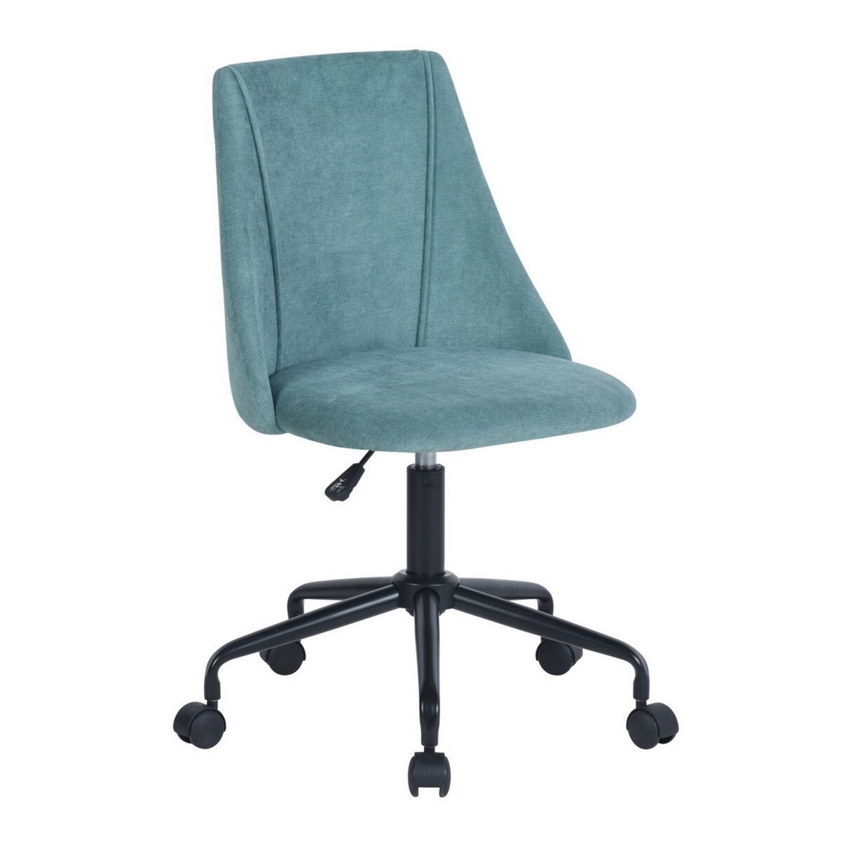  Chaise de bureau en tissu vert, réglable en hauteur, base pivotante à 360 degrés et poulie, 49,5 * 53 * 84,5-90 cm