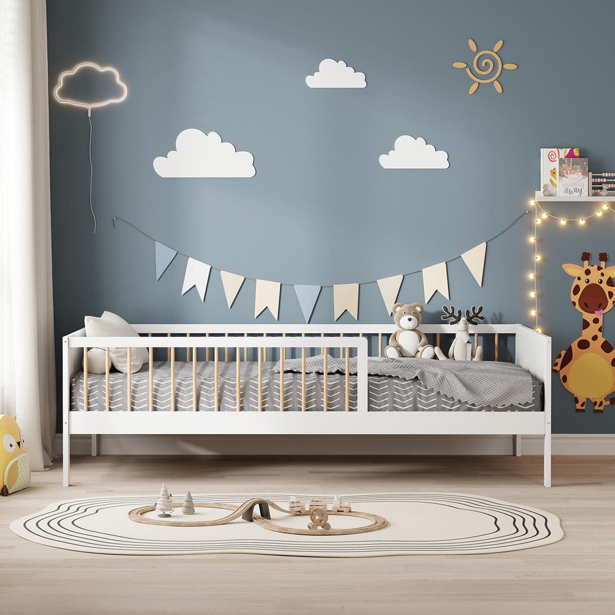 Voir la diapositive 3 : MINEA Minea | lit avec barrière pepito 90x190 cm (matelas non inclus)