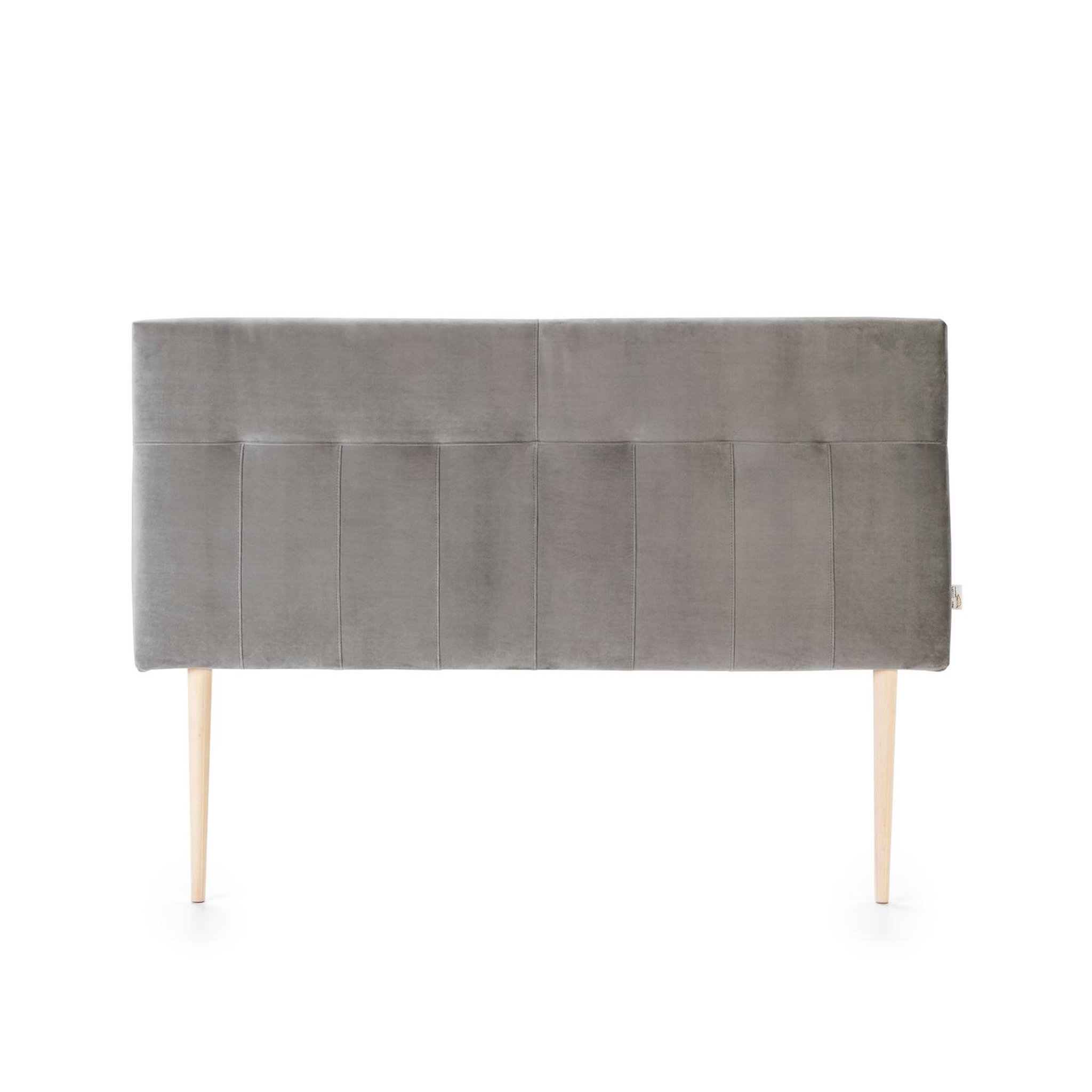 Voir la diapositive 3 : MARCKONFORT Tête de lit tapissée Napoles 140x100 cm Gris, Velours, Pieds en Bois