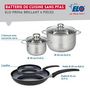 Voir la diapositive 2 : ELO Ensemble de 2 Poêles de cuisson 20 et 32 cm et 2 faitouts 16 et 24 cm Elo Prima Brillant