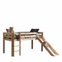 Voir la diapositive 2 : Lit mi hauteur en bois massif avec toboggan 90x200cm WOODY