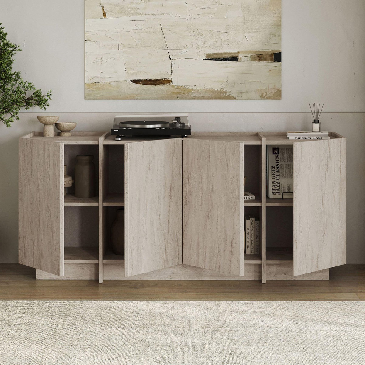 Habitat et Jardin Buffet en bois  Dorma  - 180 x 45 x 80 cm - Travertin