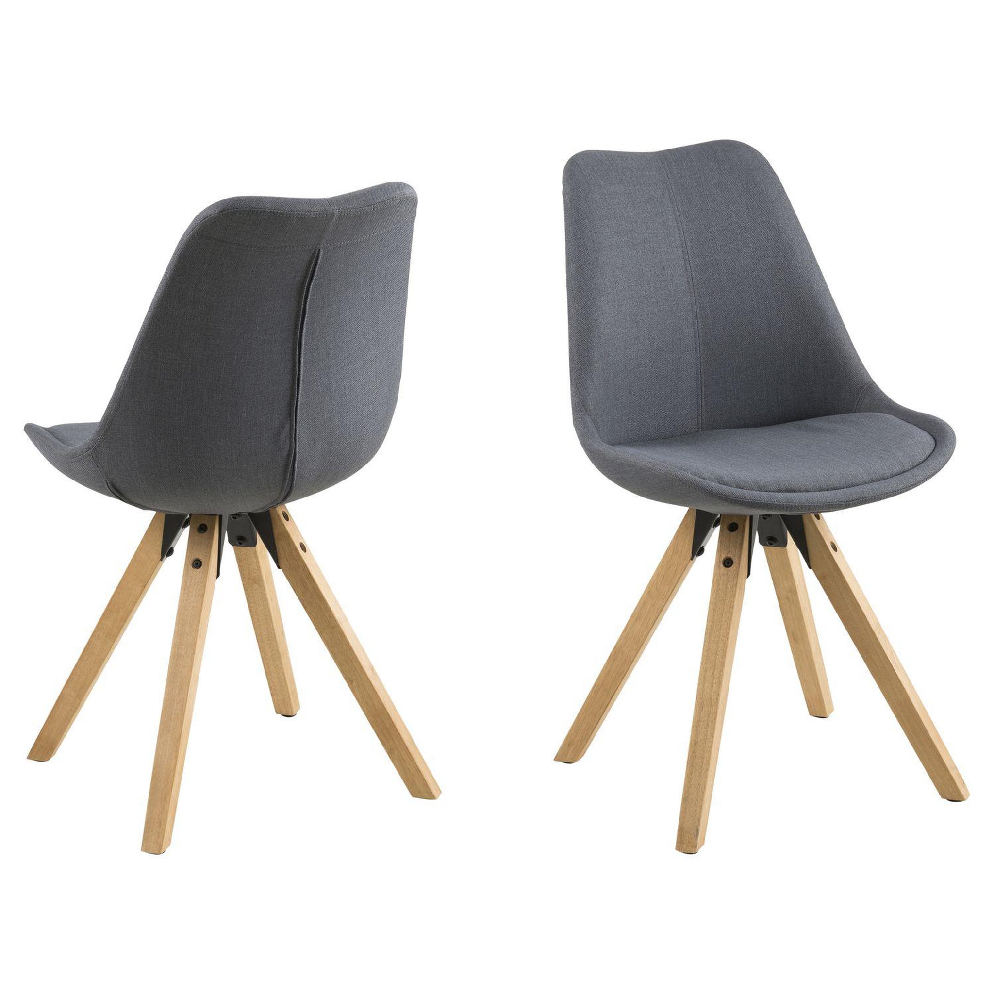 Voir la diapositive 1 : TOILINUX Lot de 2 chaises de salle à manger dona en tissu et bois d'hévéa
