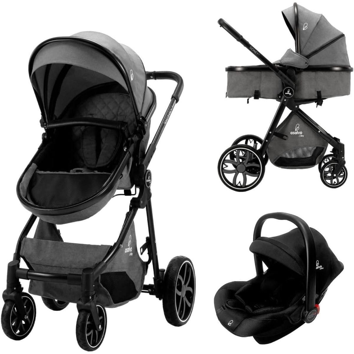 Asalvo Poussette Sidney II Grise - Confort et Sécurité pour Bébé