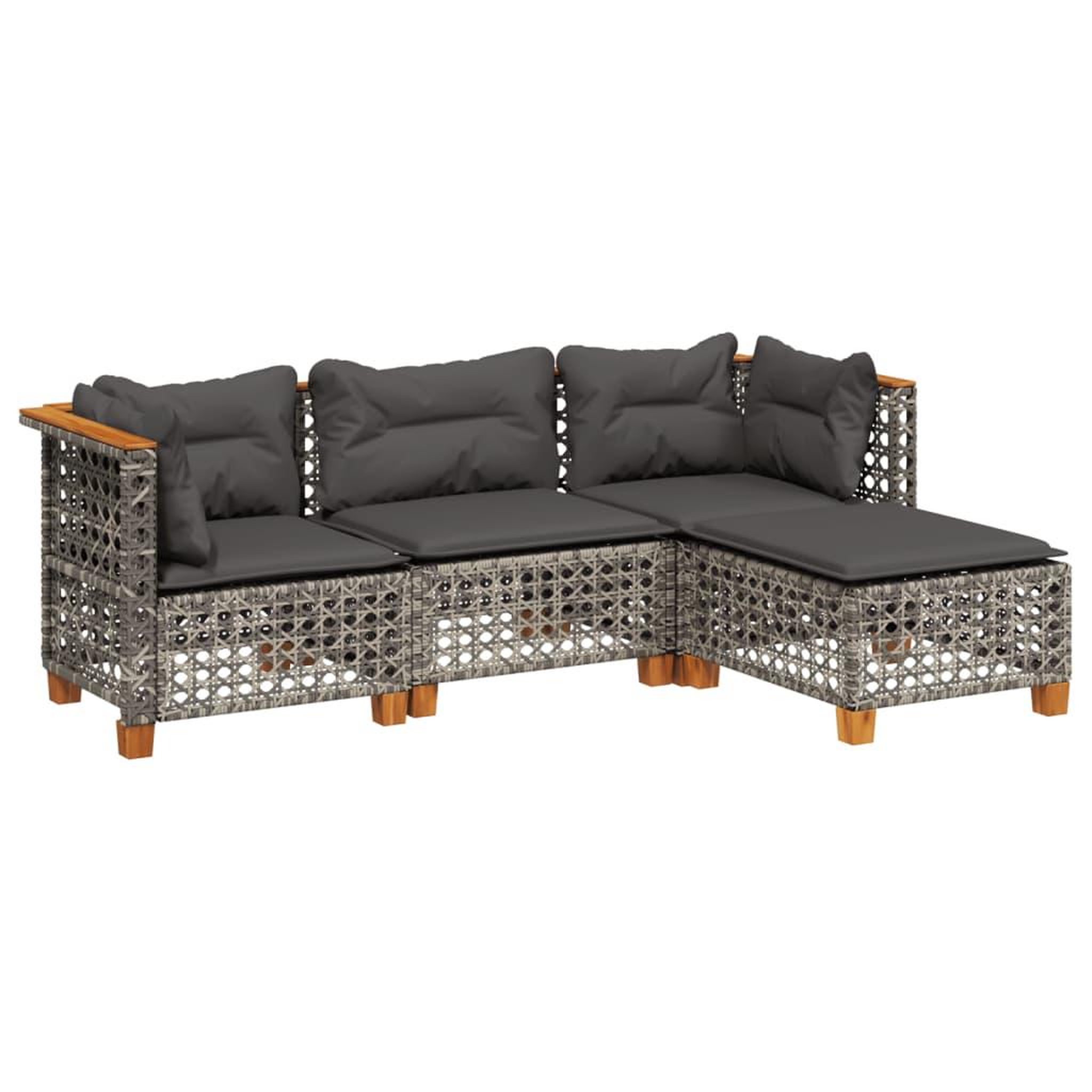 Voir la diapositive 2 : VIDAXL Salon de jardin 4 pcs avec coussins gris resine tressee