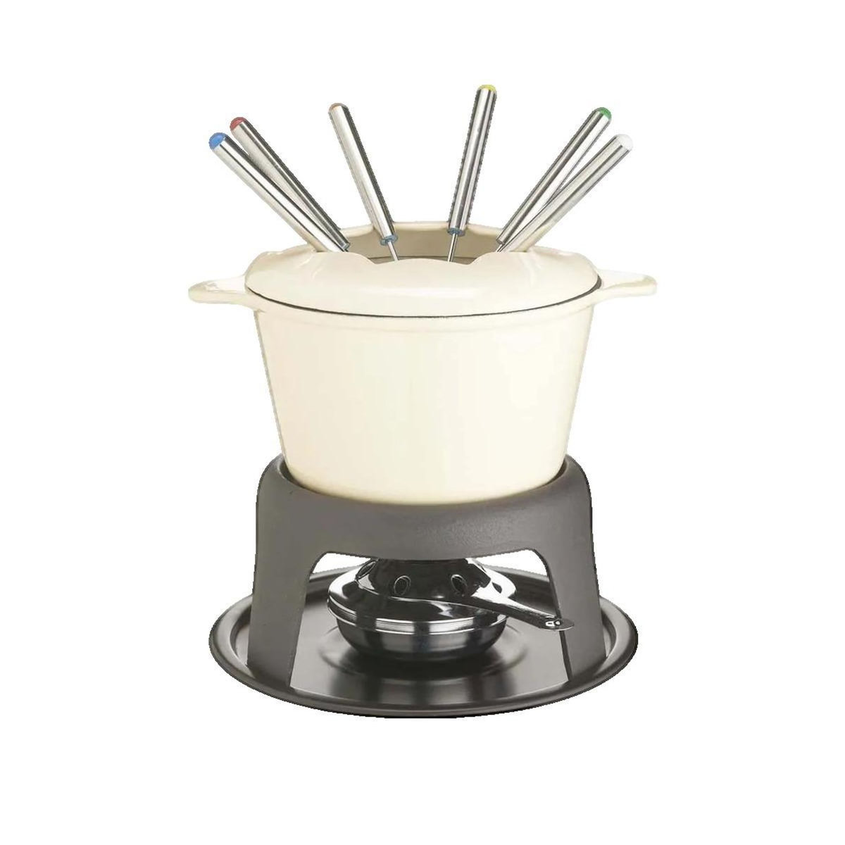 ASTER Set de fondue Aster en fonte émaillée crème avec brûleur ajustable