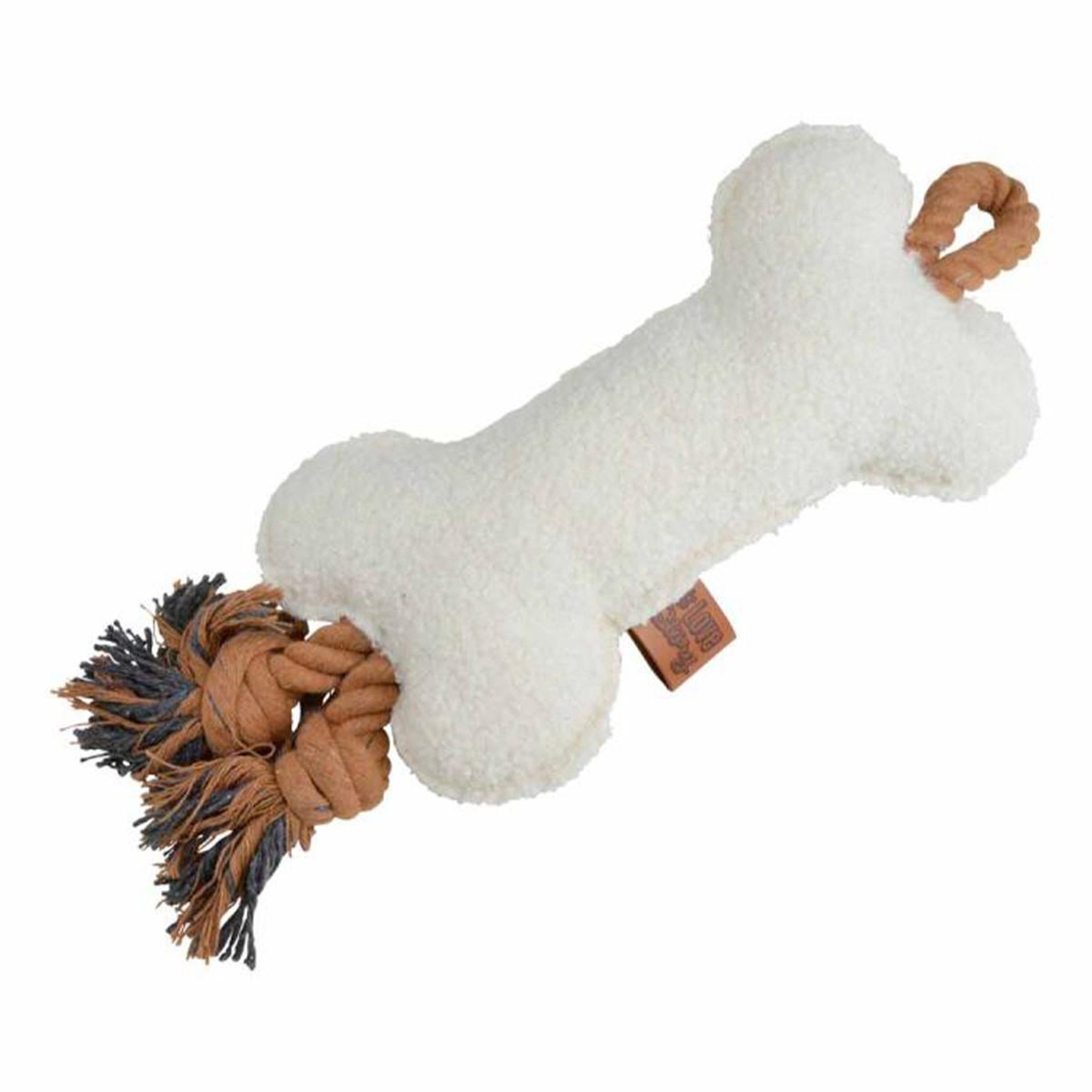 Voir la diapositive 1 : LOVE STORY Jouet peluche os pour chien  wooly  37cm écru