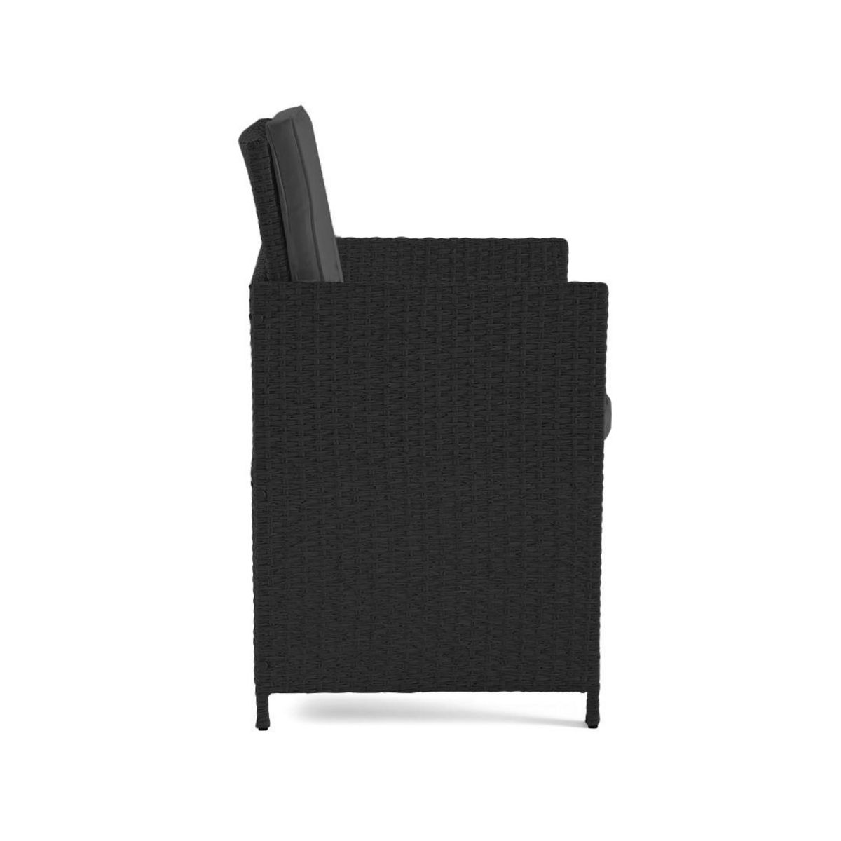 BEST MOBILIER Cuba – salon de jardin encastrable en résine tressé noir - 14 places - coussins gris + housse de protection