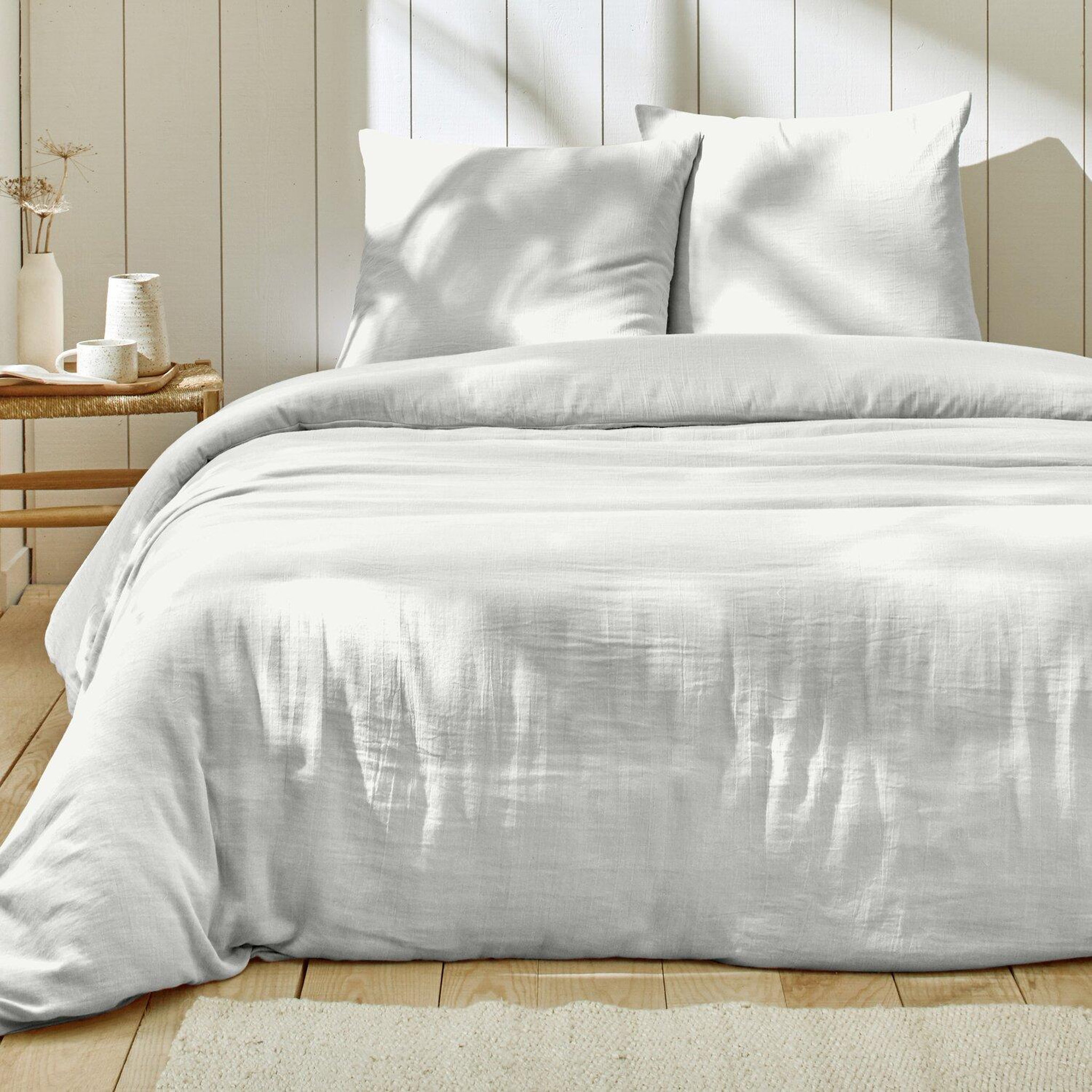 Voir la diapositive 1 : Home collection Parure housse de couette en gaze de coton - rose