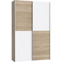 Voir la diapositive 2 : MARKET24 Armoire 2 portes coulissantes multifonction - Blanc et chene clair - L 120 x P 41,6 x H 190,5 cm - OZZULA