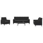 VIDAXL Ensemble de canapes 3pcs et coussins et traversins noir velours