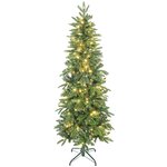HOMCOM Sapin de Noël artificiel LED x 200 blanc chaud 8 modes H.180 cm 605 branches support vert