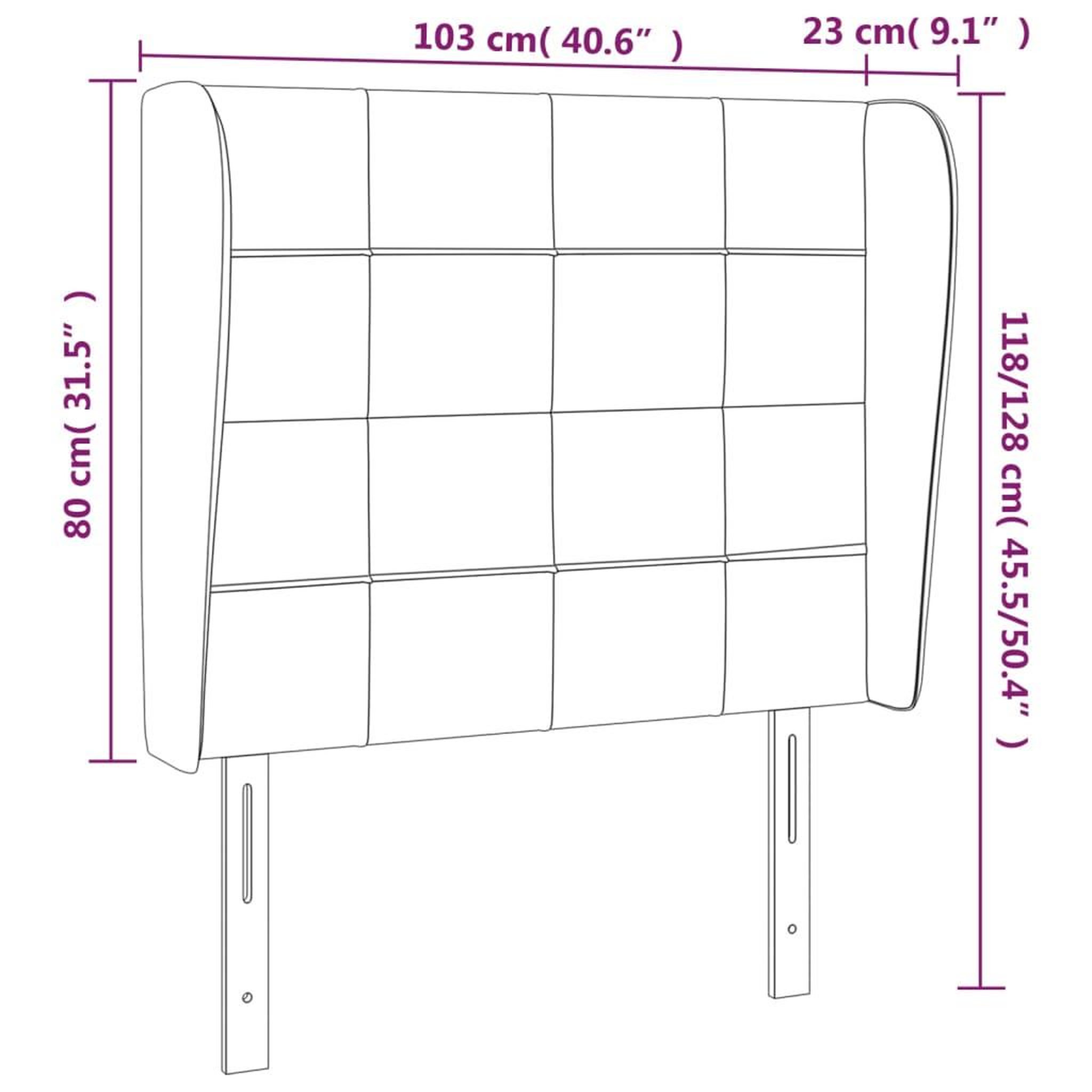 Voir la diapositive 6 : VIDAXL Tete de lit avec oreilles Gris fonce 103x23x118/128 cm Tissu