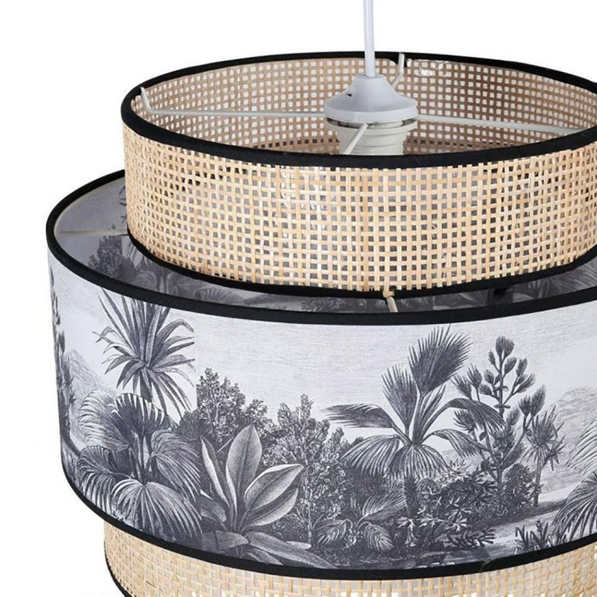 OSTARIA Suspension cannage et tissu Ombrage D40