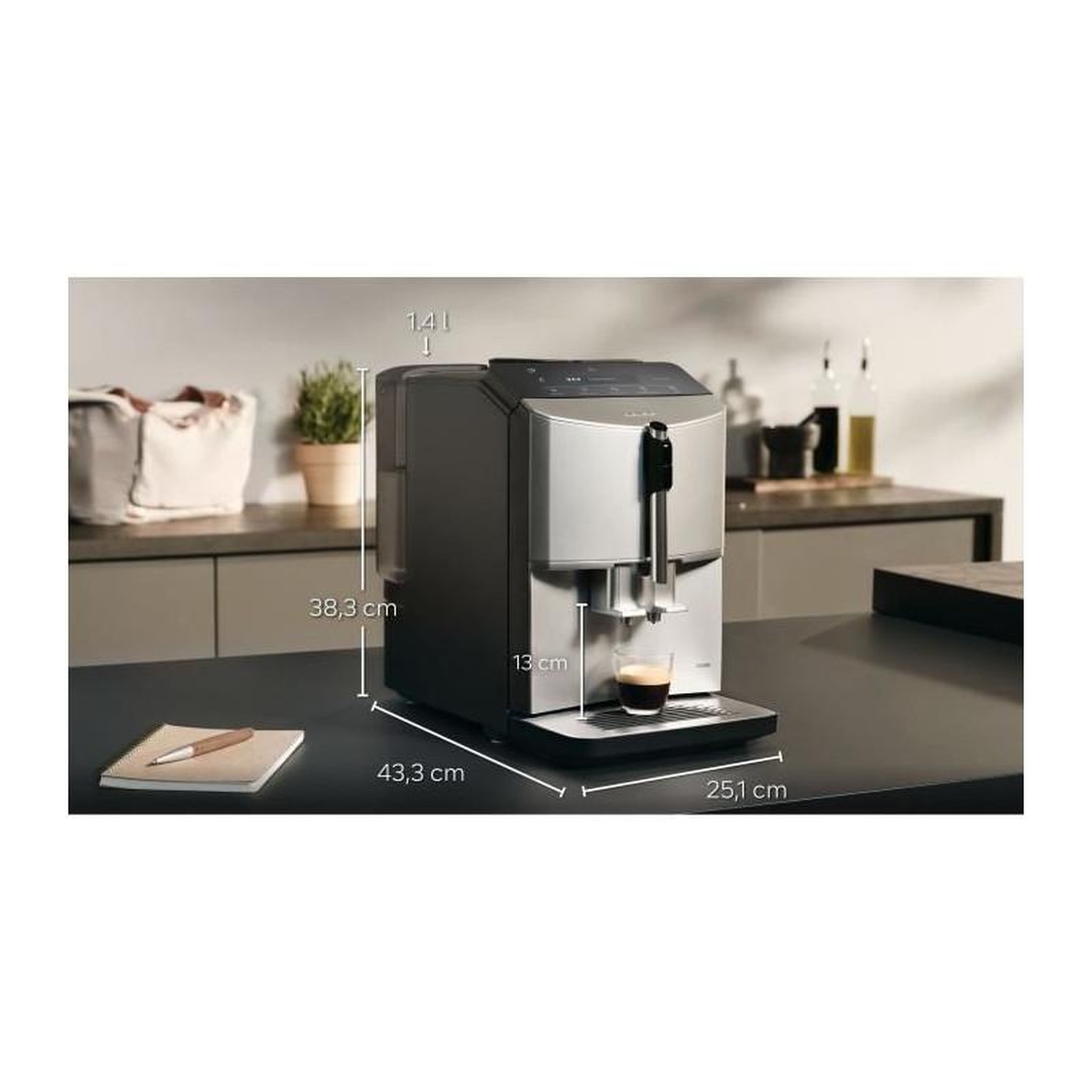 Voir la diapositive 5 : Siemens Machine a café SIEMENS - EQ300 S300 - 5 boissons, bac a grains 250g, réservoir d'eau 1,4L, Bandeau sensitif avec ecran LCD