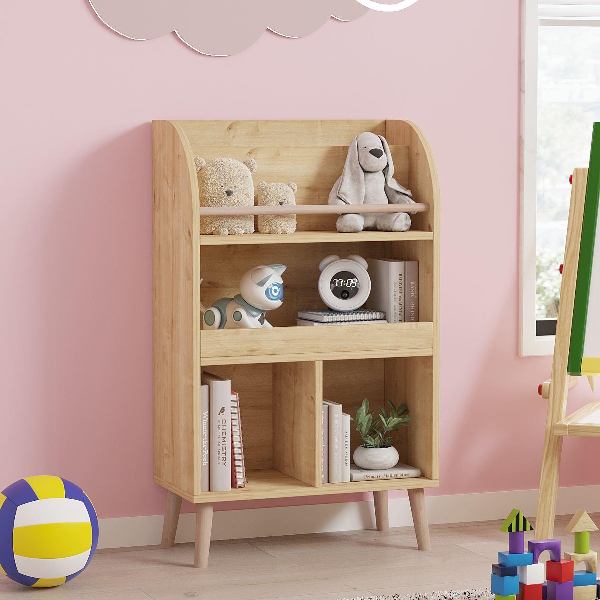 Voir la diapositive 2 : Habitat et Jardin Bibliothèque en bois  minola  - 60 x 30 x 102 cm - beige