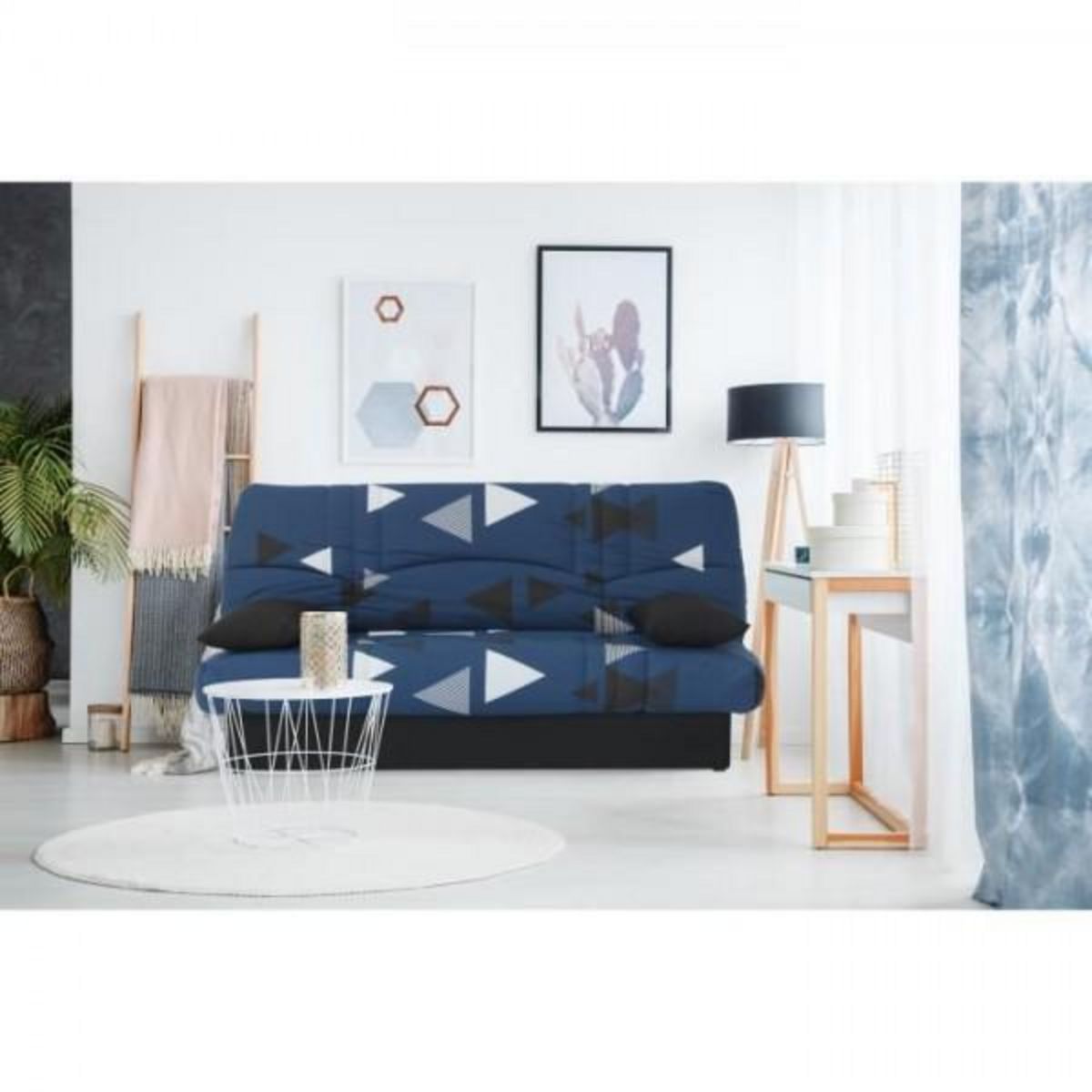 MARKET24 Banquette clic clac 3 places - tissu Bikini bleu - Style contemporain - L 190 x P 92 cm - DREAM