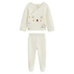 Petit Béguin Ensemble bébé gilet et pantalon avec pieds en tricot Mini Rêve. Coloris disponibles : Beige