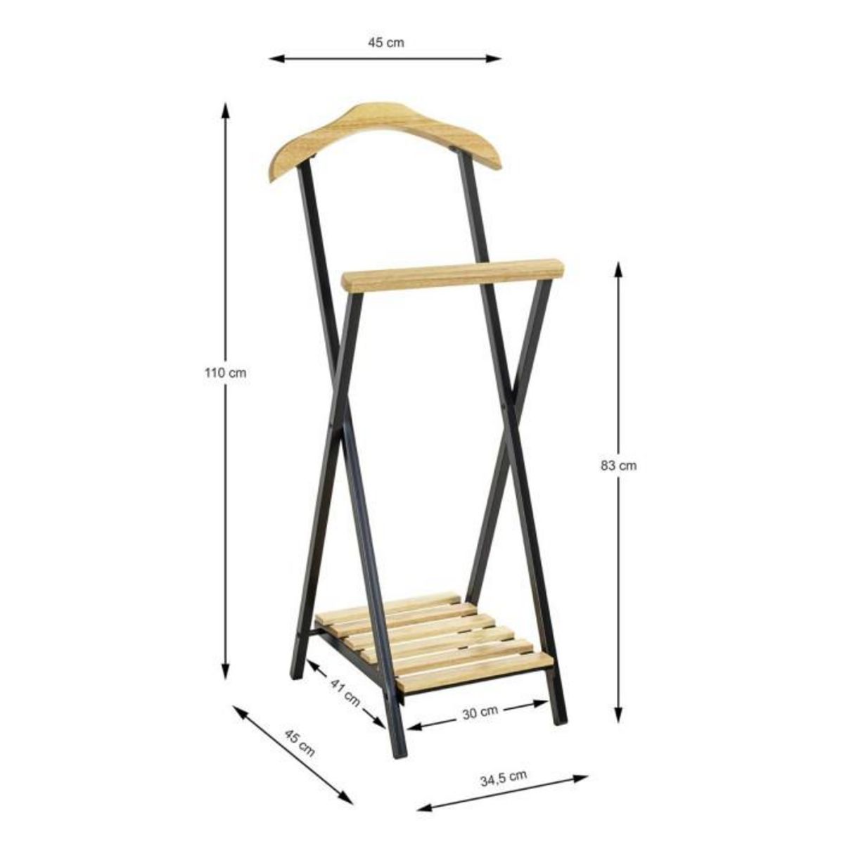 Paris Prix Valet de Chambre  Hélène   110cm Naturel & Noir