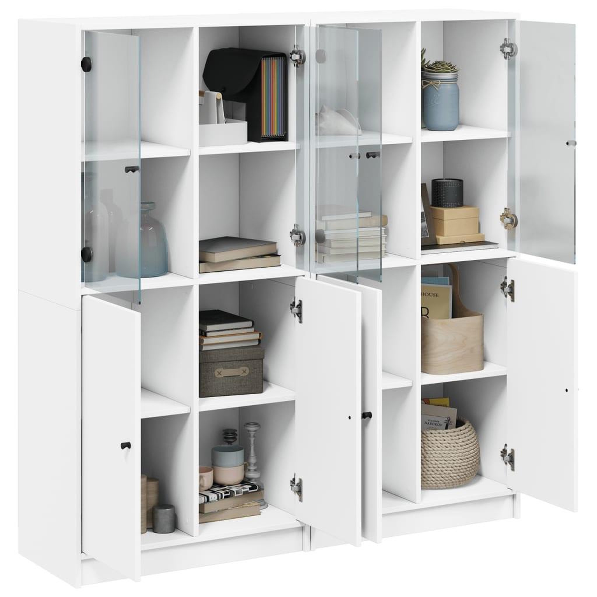 Voir la diapositive 4 : VIDAXL Bibliotheque avec portes blanc 136x37x142 cm bois d'ingenierie