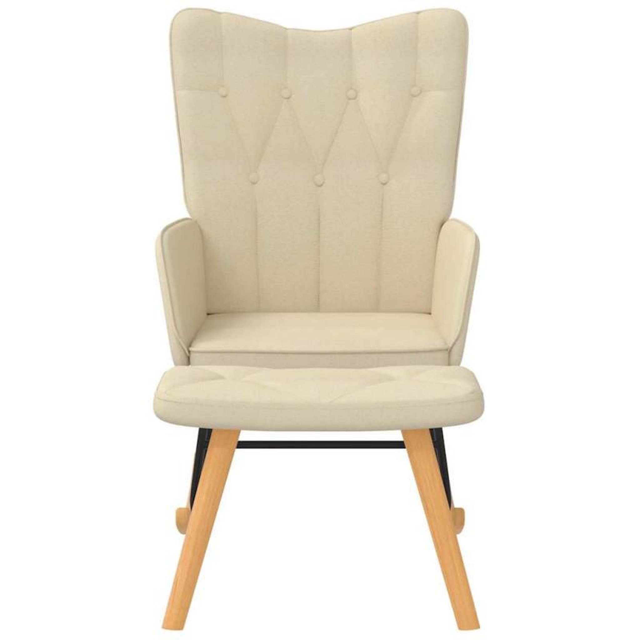 Voir la diapositive 3 : VIDAXL Chaise à bascule avec repose pied Crème Tissu