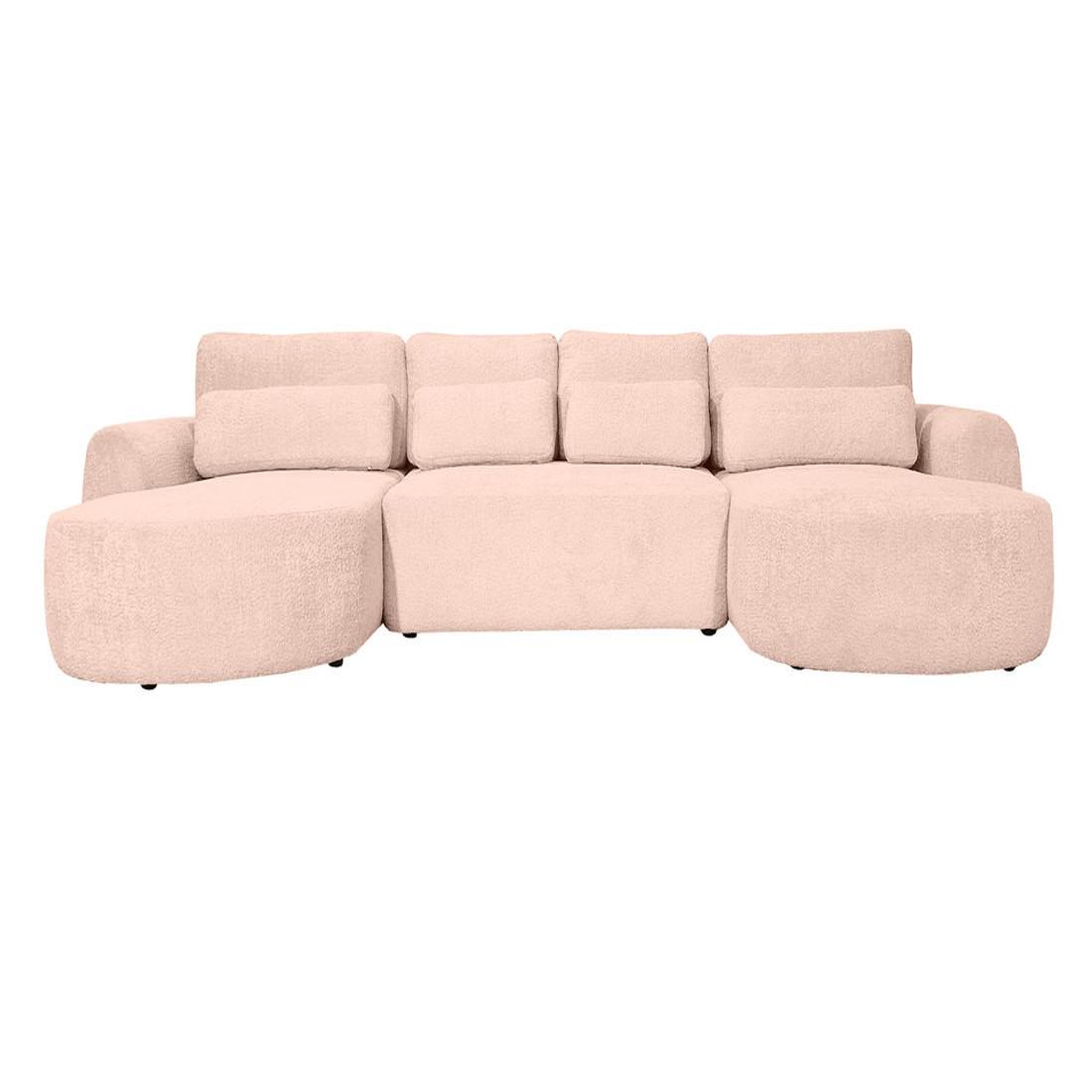 Voir la diapositive 1 : BEST MOBILIER Mahina - canapé panoramique en u 7 places - convertible avec coffre - en tissu bouclette