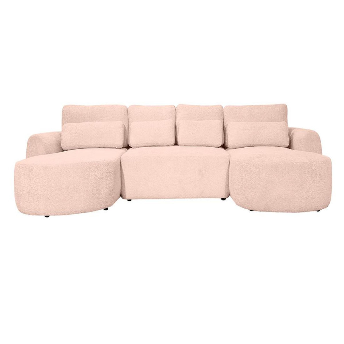 BEST MOBILIER Mahina - canapé panoramique en u 7 places - convertible avec coffre - en tissu bouclette