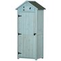 Voir la diapositive 1 : OUTSUNNY Armoire abri de jardin remise pour outils 3 étagères 2 portes loquets toit pente bitumé 77L x 54l x 179H cm sapin traité bleu
