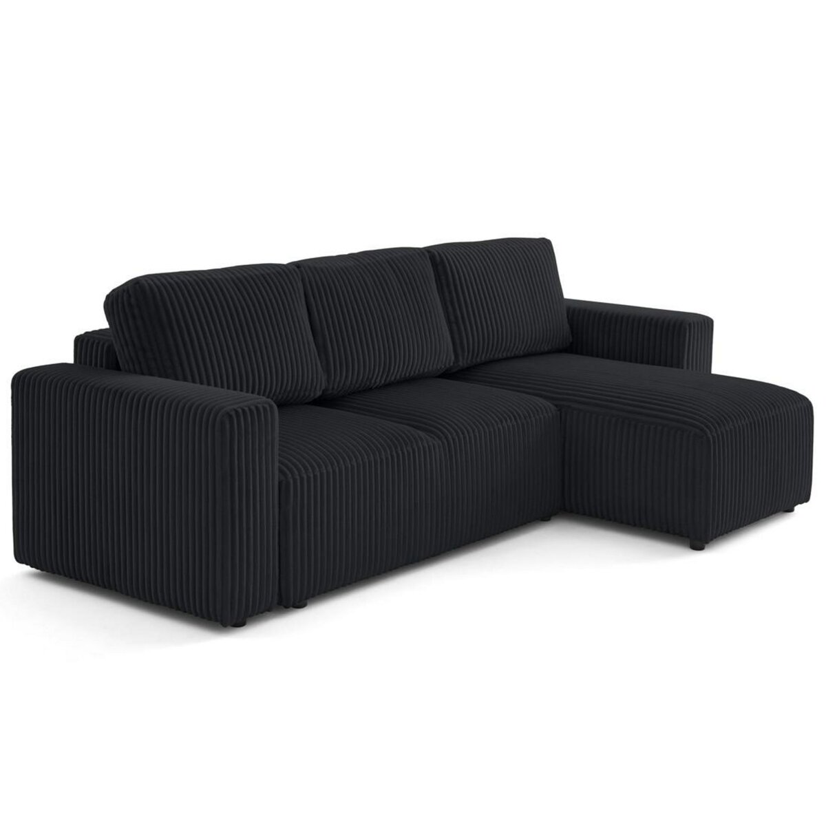 LISA DESIGN Livy - canapé d'angle réversible 4 places convertible avec coffre en velours côtelé grosses côtes