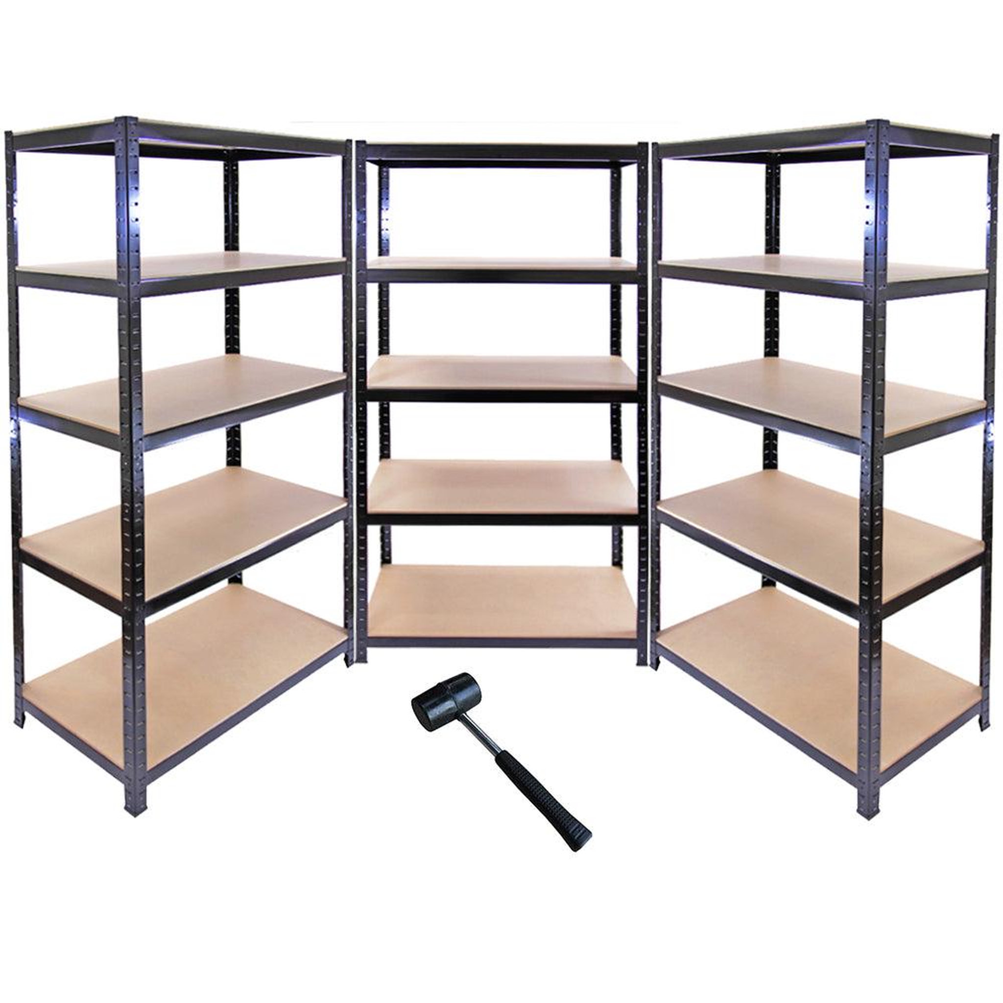 Voir la diapositive 2 : MONSTER RACKING 10 rayonnages t-rax en acier noir 90cm x 45cm x 180 cm