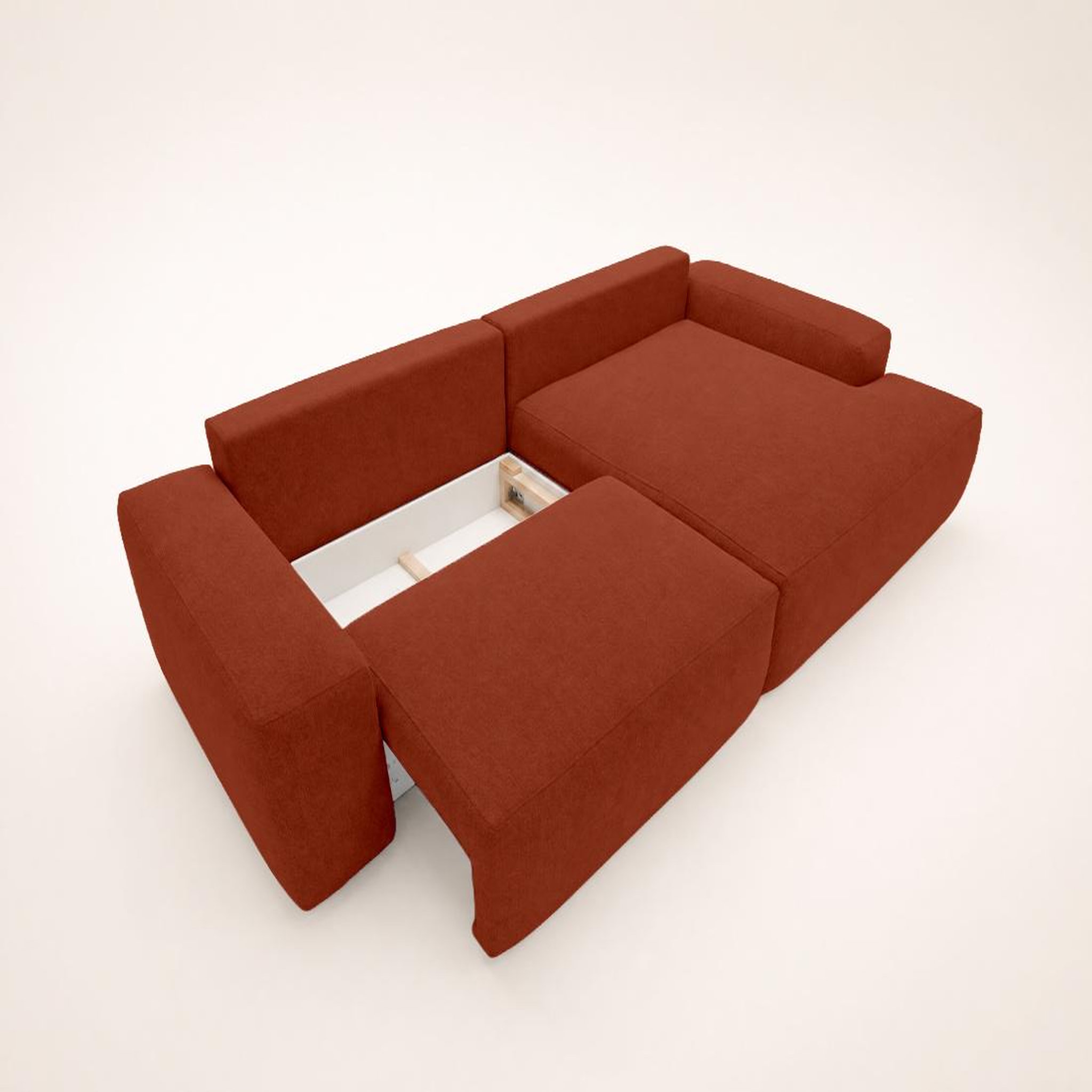 Voir la diapositive 5 : BEST MOBILIER Tama - canapé d'angle droit 4 places convertible avec coffre en tissu