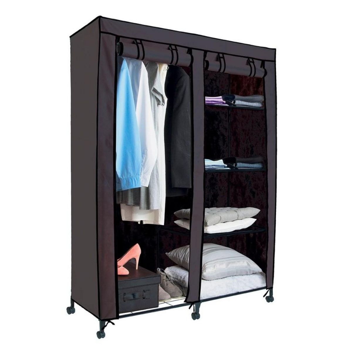 ATMOSPHERA Armoire roulettes 1 penderie 5 étagères