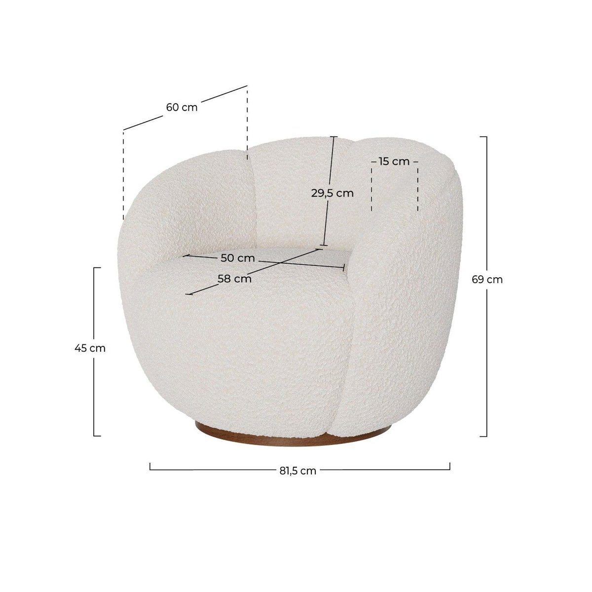 Rendez vous déco Fauteuil pivotant en tissu bouclé blanc-Ysé