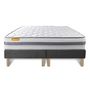 Voir la diapositive 2 : SEPTNUITS Matelas + double sommiers gris Memo Spring Ressorts ensachés 3 zones de confort MAXI épaisseur