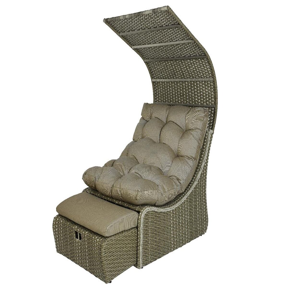 JARDIDECO Lit extérieur pour jardin en résine tressée taupe Siesta - Jardideco