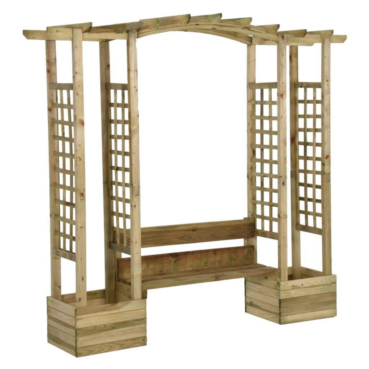 VIDAXL Pergola de jardin avec banc et jardinieres Bois de pin impregne