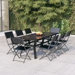 VIDAXL Ensemble a manger de jardin 9 pcs Gris et noir